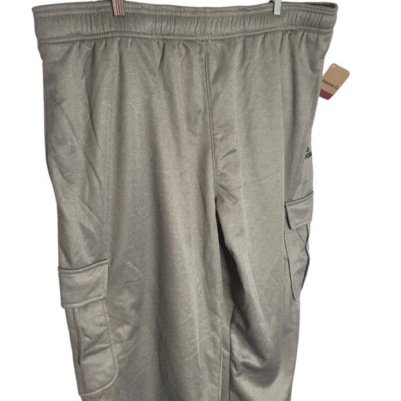 Reebok Pants Mens 3XL Gray Cargo Joggers Fleece Lined Elastic Waist Drawstring - Picture 4 of 16